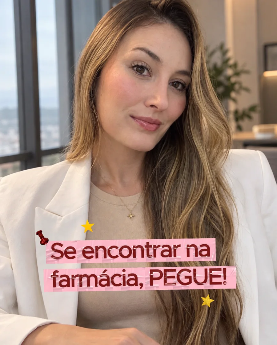 Duda Della em uma seleção de produtos encontrados em farmácia